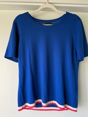 Escada Cobalt Blue Virgin Wool Knit Top